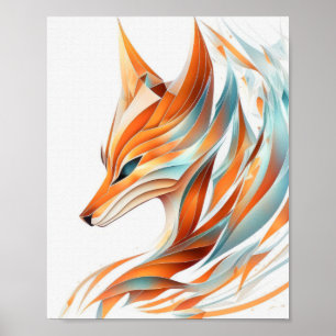 Poster Fox Animal Portrait Nature Faune Peinture