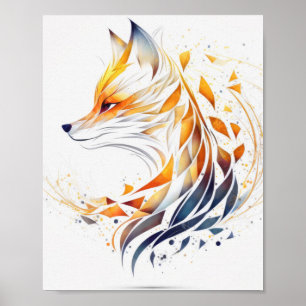 Poster Fox Animal Portrait Nature Faune Peinture