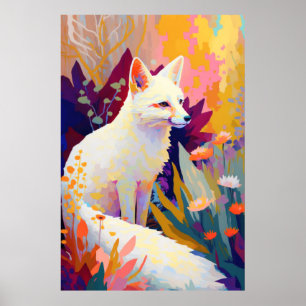 Poster Fox Animal Portrait Peinture Faune Art Extérieur
