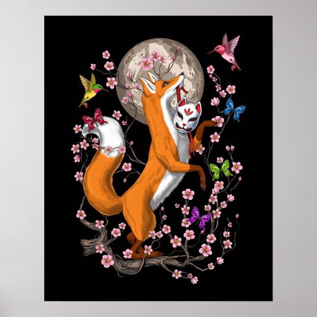 Poster Fox Cherry Blossom (Devant)