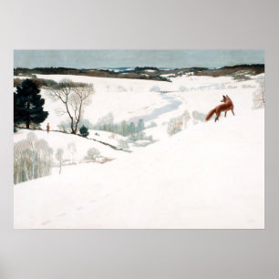 Poster Fox dans la neige, 1935 par Newell Convers Wyeth