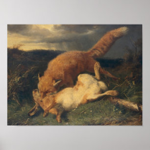 Poster Fox et lièvre, 1866