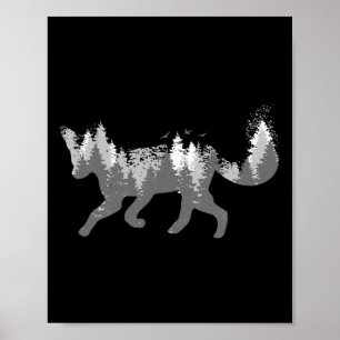 Poster Fox Nature Outdoor Randonnée Camping Chasse Cadeau