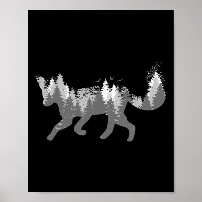 Poster Fox Nature Outdoor Randonnée Camping Chasse Cadeau (Devant)