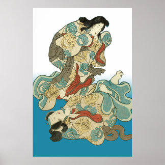 Poster Fox-woman and fox-man Kuniyoshi - Asukai Masatsune