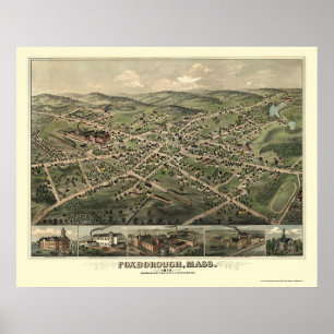 Poster Foxborough, carte panoramique de mA - 1879