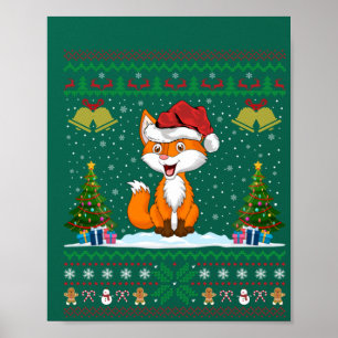 Poster Foxes Amoureux des animaux Xmas Cadeau Vilain Fox