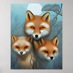 Poster Foxes de la mère et du bébé