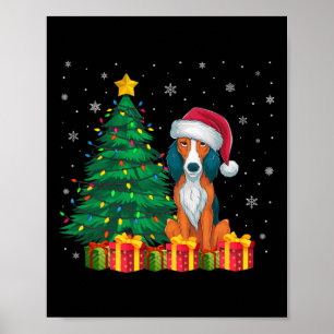 Poster Foxhound américain moche Santa Hat lumières de Noë
