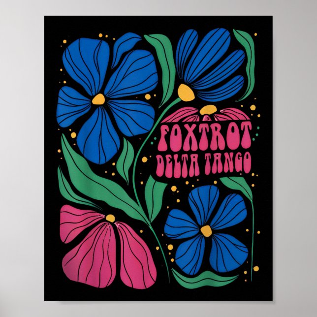 Poster Foxtrots Deltas Tangos Fleur Boho (Devant)