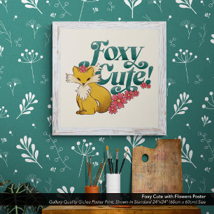 Poster Foxy Cute avec Fleurs