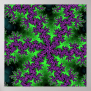 Poster Fractage coloré vert et violet