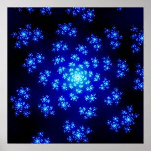 Poster Fractage noir et bleu coloré