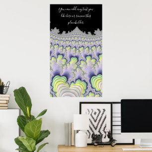 Poster Fractal Abstract Pastel Striped Layers with Quote