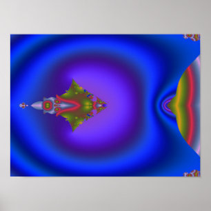 Poster Fractal bleu profond