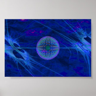 Poster Fractal En Bleu