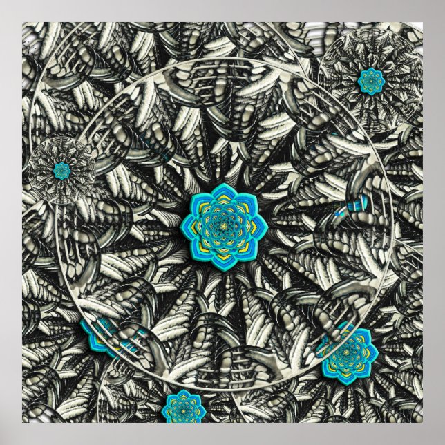Poster Fractal Lotus Mandala (Devant)