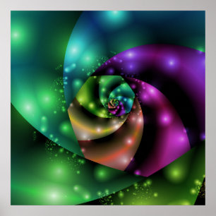 Poster Fractal Rose cosmique