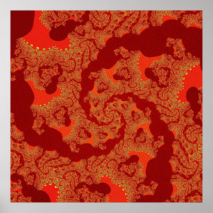 Poster Fractal rouge et orange coloré