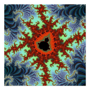 Poster Fractale de Mandelbrot bleue et rouge