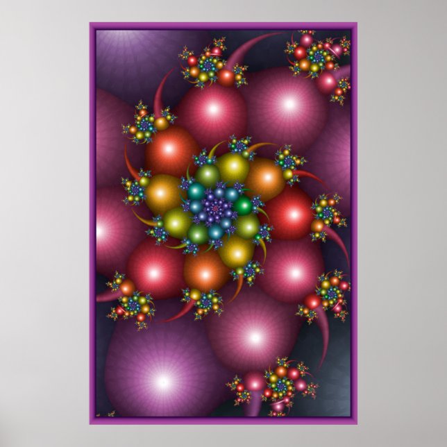 Poster Fractale en spirale colorée (Devant)