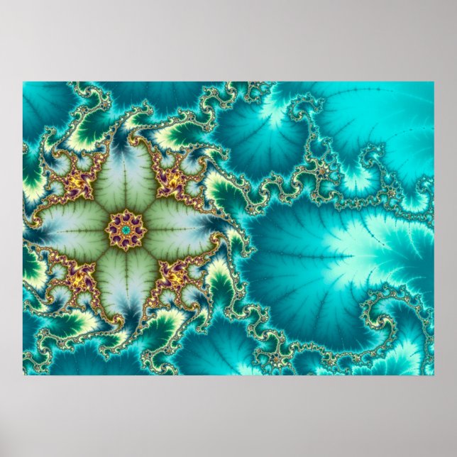 Poster Fractale Mandelbrot bleue (Devant)