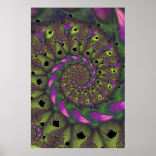 Poster Fractée avec des formes violet vert et rose pétale