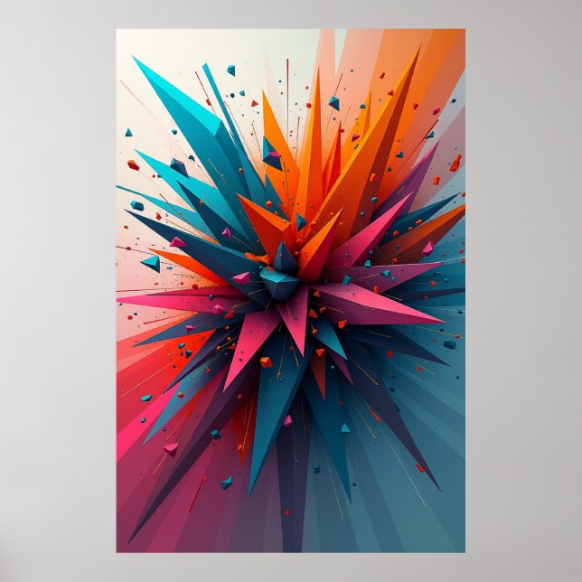 Poster Fractured Velocity: Dynamic Geometric Abstract Art (Devant)
