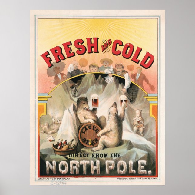 Poster Frais et froid - Bière directement du pôle Nord (Devant)