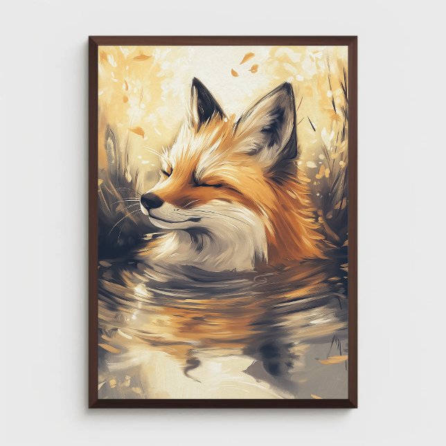 Poster Fraisage Fox dans la peinture à l'eau (Créateur téléchargé)