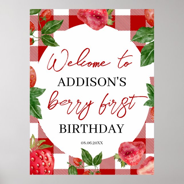 Poster Fraise 1er anniversaire Berry Sweet (Devant)