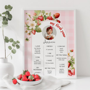 Poster Fraise 1er anniversaire photo jalon