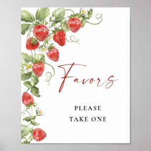 Poster Fraise à l'Aquarelle tendance Fraise Faveurs nupti