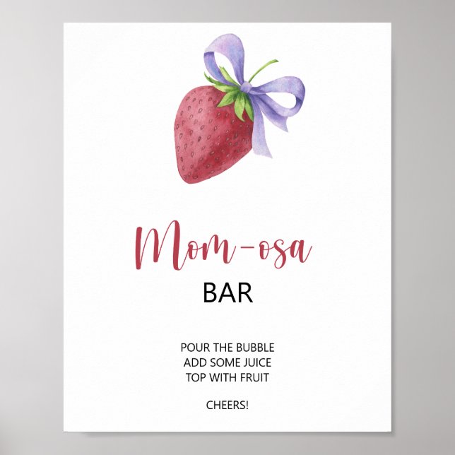 Poster Fraise - baby shower bar mimosa (Devant)