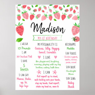 Poster Fraise Berry Sweet Premier anniversaire Jalon