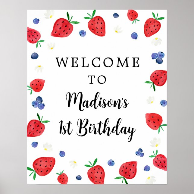 Poster Fraise Blueberry Anniversaire Bienvenue (Devant)