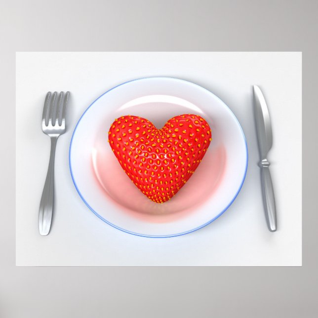 Poster Fraise - Coeur (Devant)