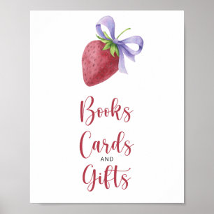 Poster Fraise et noeud - livres cartes et cadeaux