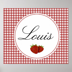 Poster Fraise mignonne personnalisable