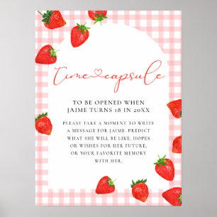Poster Fraise Premier anniversaire Pink Berry Time Capsul