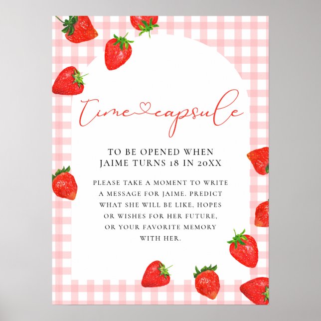 Poster Fraise Premier anniversaire Pink Berry Time Capsul (Devant)
