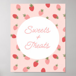 Poster Fraise rose Bonbons et friandises d'anniversaire