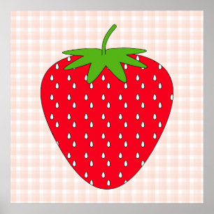Poster Fraise rouge sur le contrôle de guingan