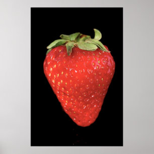 Poster Fraise sur photo noire
