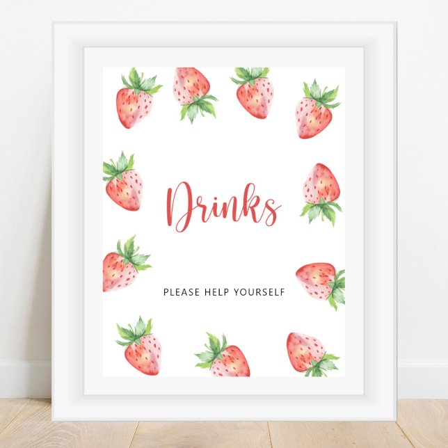Poster Fraises - Boissons servez-vous  (Créateur téléchargé)