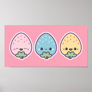 Poster Fraises Cute Pastel