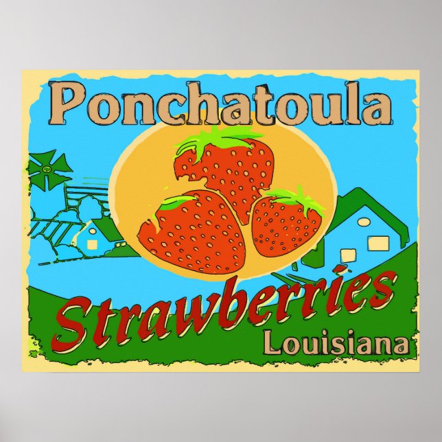 Poster Fraises de Louisiane, Ponchatoula (Devant)