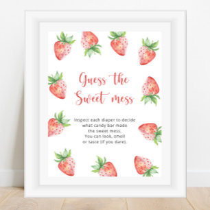 Poster Fraises - devinez le jeu de la pagaille douce