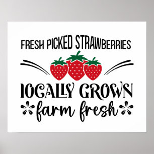 Poster Fraises fraîches cueillies localement