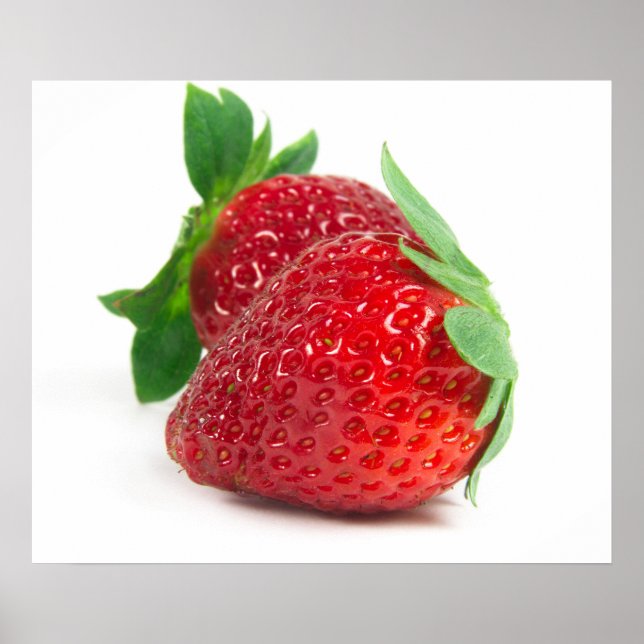 Poster Fraises sur blanc (Devant)